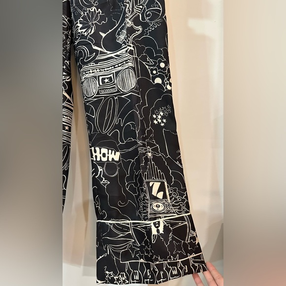 Zimmermann Silk Wide Leg Pants Cropped Printed Black Size AU 1 (US M or 6) - Picture 8 of 10
